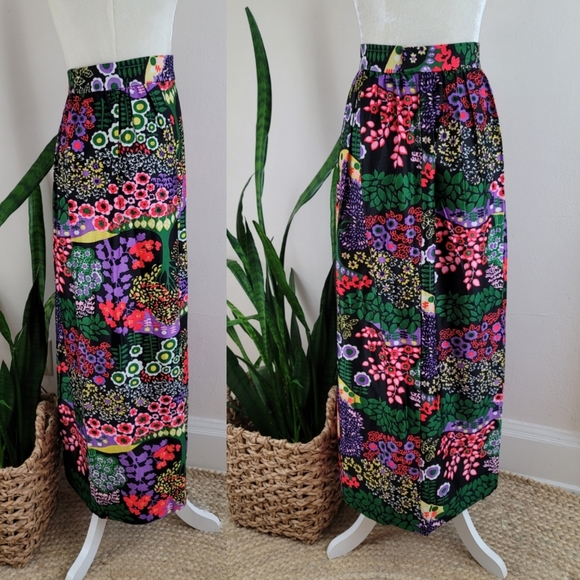 VTG 70s Psychedelic Floral Print Skirt - Picture 9 of 9